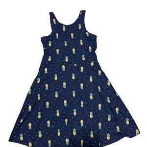 Old Navy Girls' XL Pineapple Print Skater Dress Sleeveless Summer Casual Blue